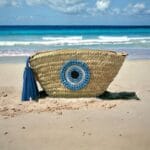 Palm Leaf and Leather Pouch