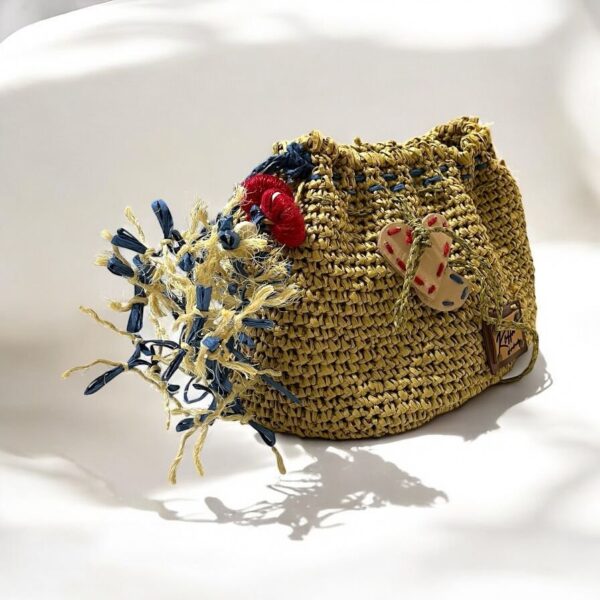Flip Flop Vibes Raffia Pouch - Image 3